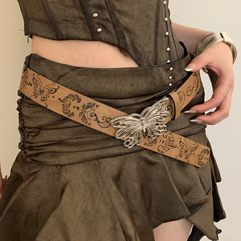 Metal Butterfly Belt With Skirt And Jeans
