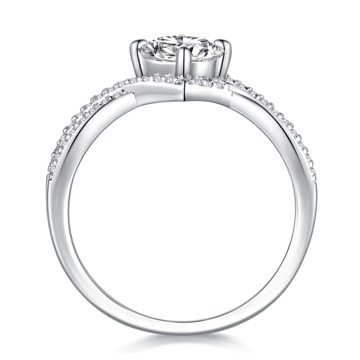 Sacred Vow - A Wedding Ring Set With 2-carat Top-quality Moissan S925 Silver And Platinum-plated Diamond. The Ring Can Be Inspected With A Diamond Pen