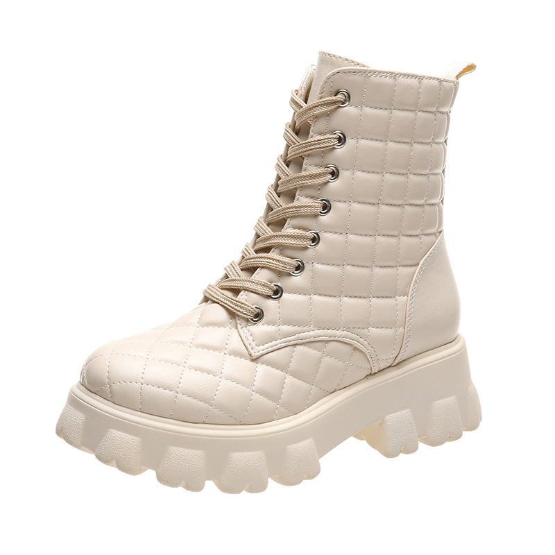 New Style Lace-up Women's Leather Boots For Autumn And Winter