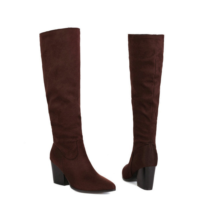 Womens Versatile Suede High-Top Boots