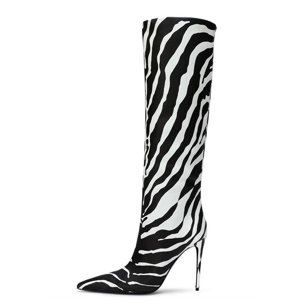 Women's  Pointed Stiletto Heel Leopard Print Boots