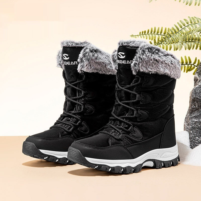 Warm Wide-toe  Mid-height Soft-soled Faux-fur Snow Boots