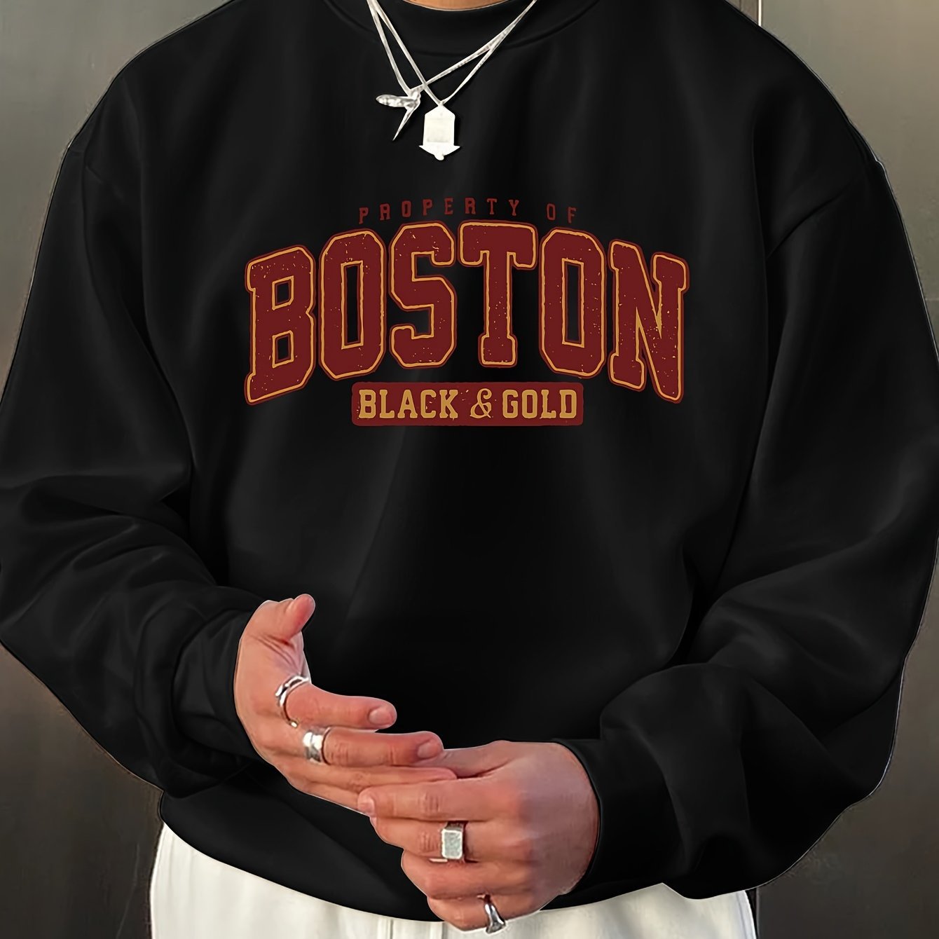 Fashion Men's Casual Long Sleeve Crew Neck Pullover Sweatshirt