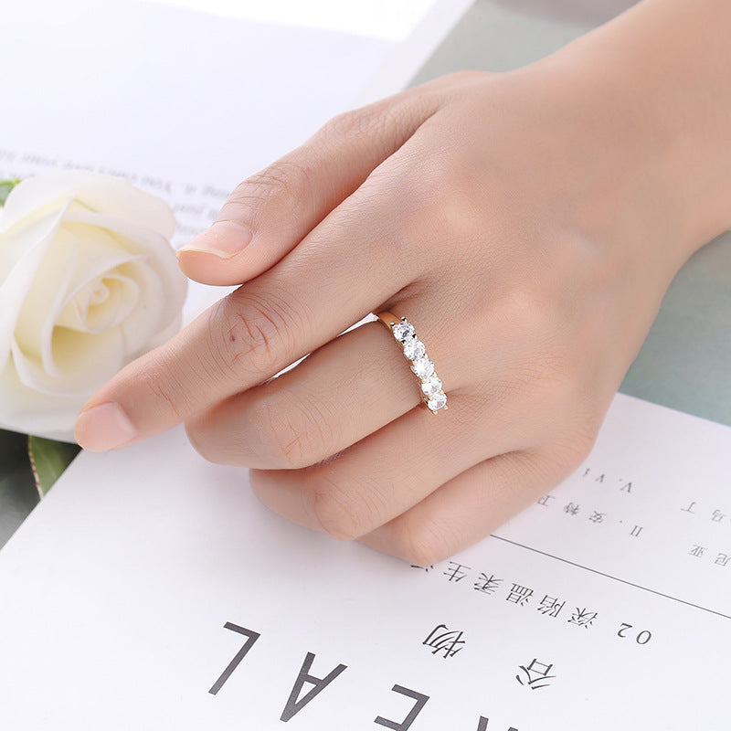 Gold-Plated White Zircon Ring