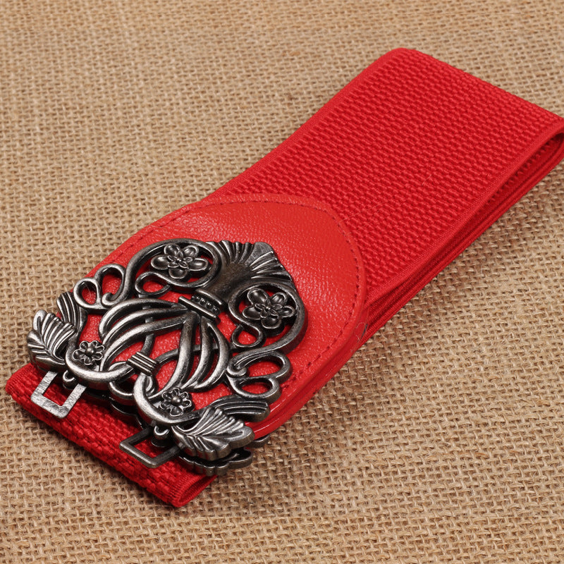 Court Vintage Engraving  All-match Stretch Wide Belt