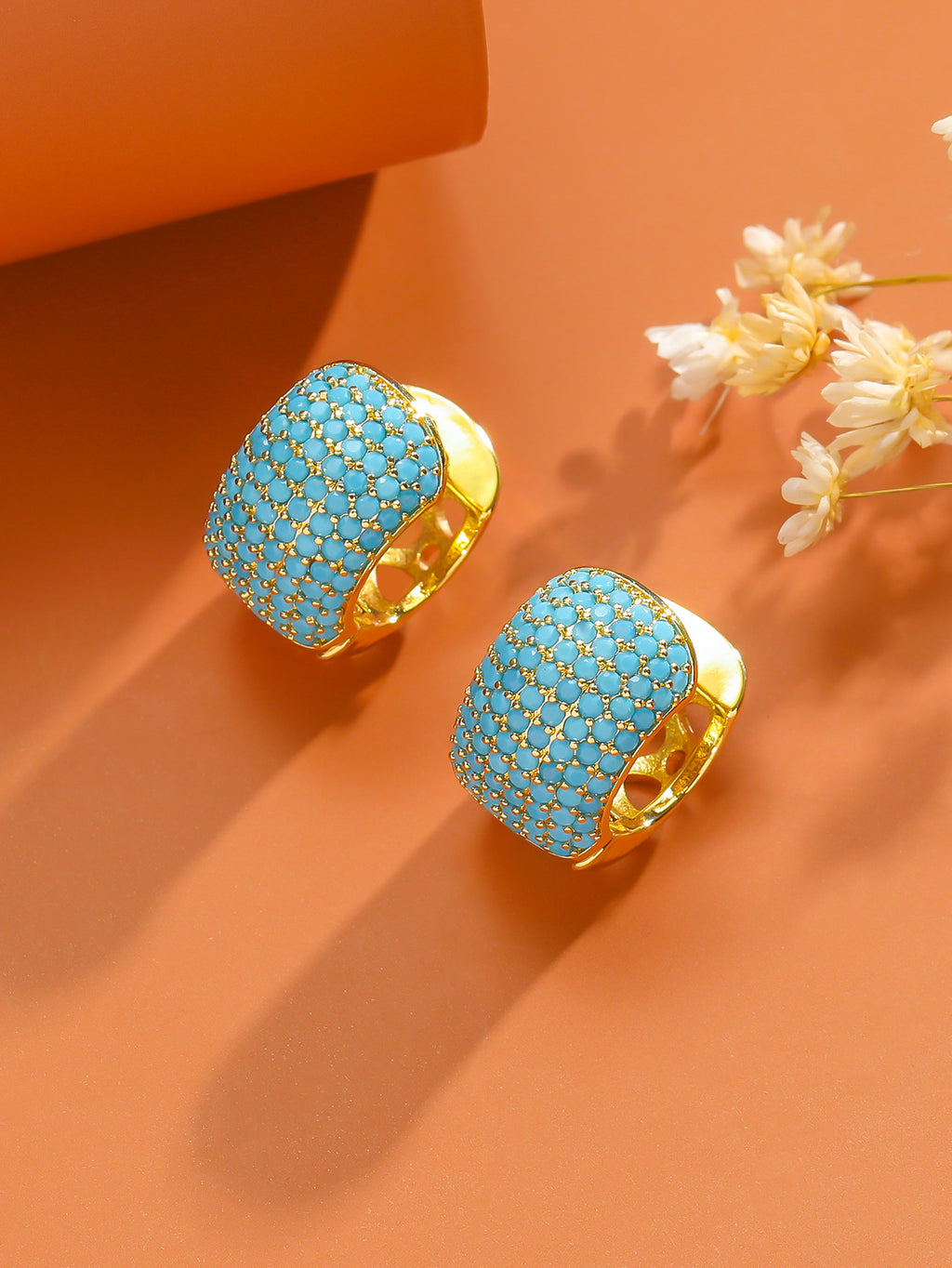 Simple Fashion Ear Clips Gold-plated Color Zircon Earrings