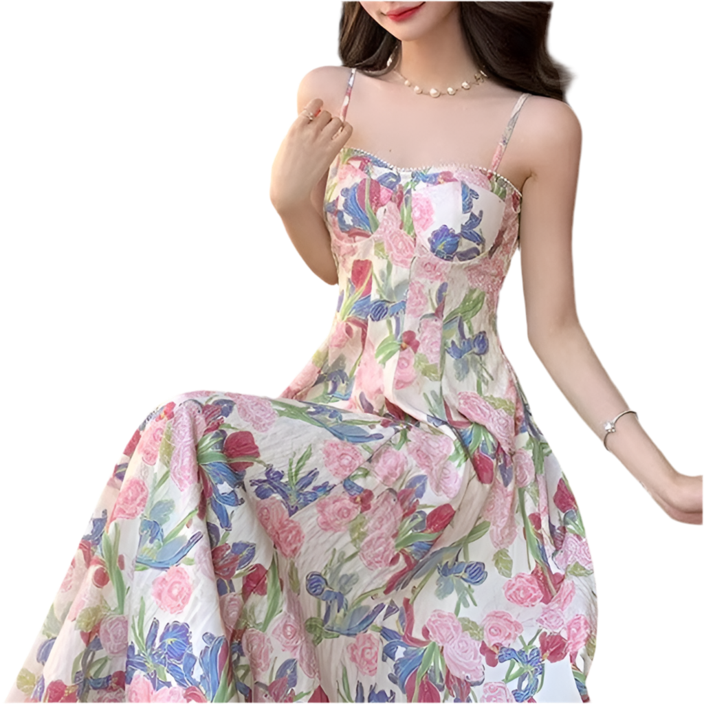 Retro Floral Slip Dress