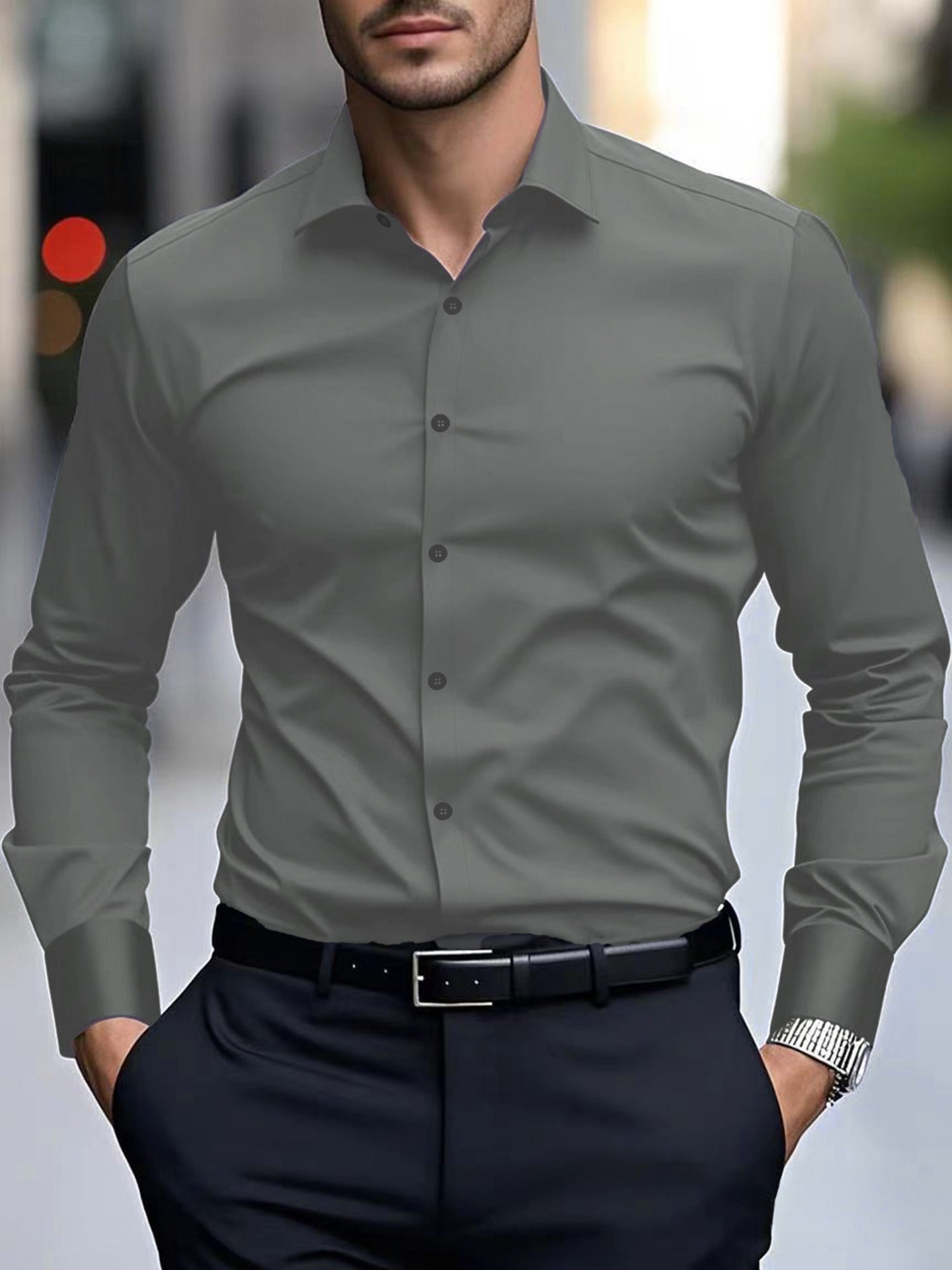Long-sleeved White Shirt Formal Wear Slim Fit Business Workwear