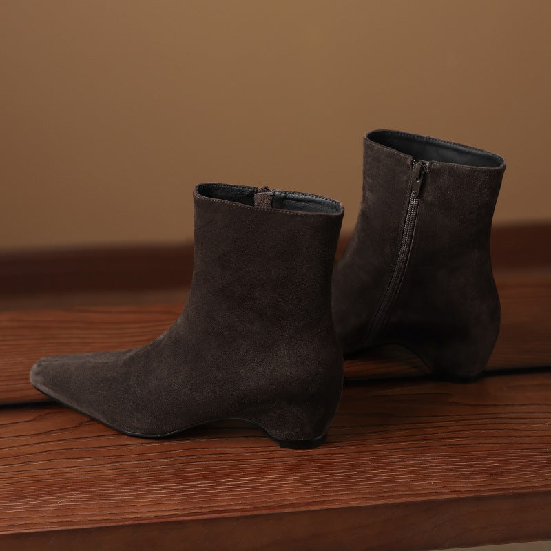 Ankle Boots With Built-in Height Lift Side Zipper