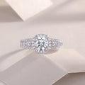 Meteor Shower - Set With 1-carat Top-quality Moissanite S925 Silver And Platinum-plated Diamond Wedding Ring. The Ring Can Be Inspected With A Diamond Pen