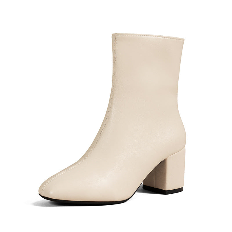 Chunky Heel Pointed Toe Boots