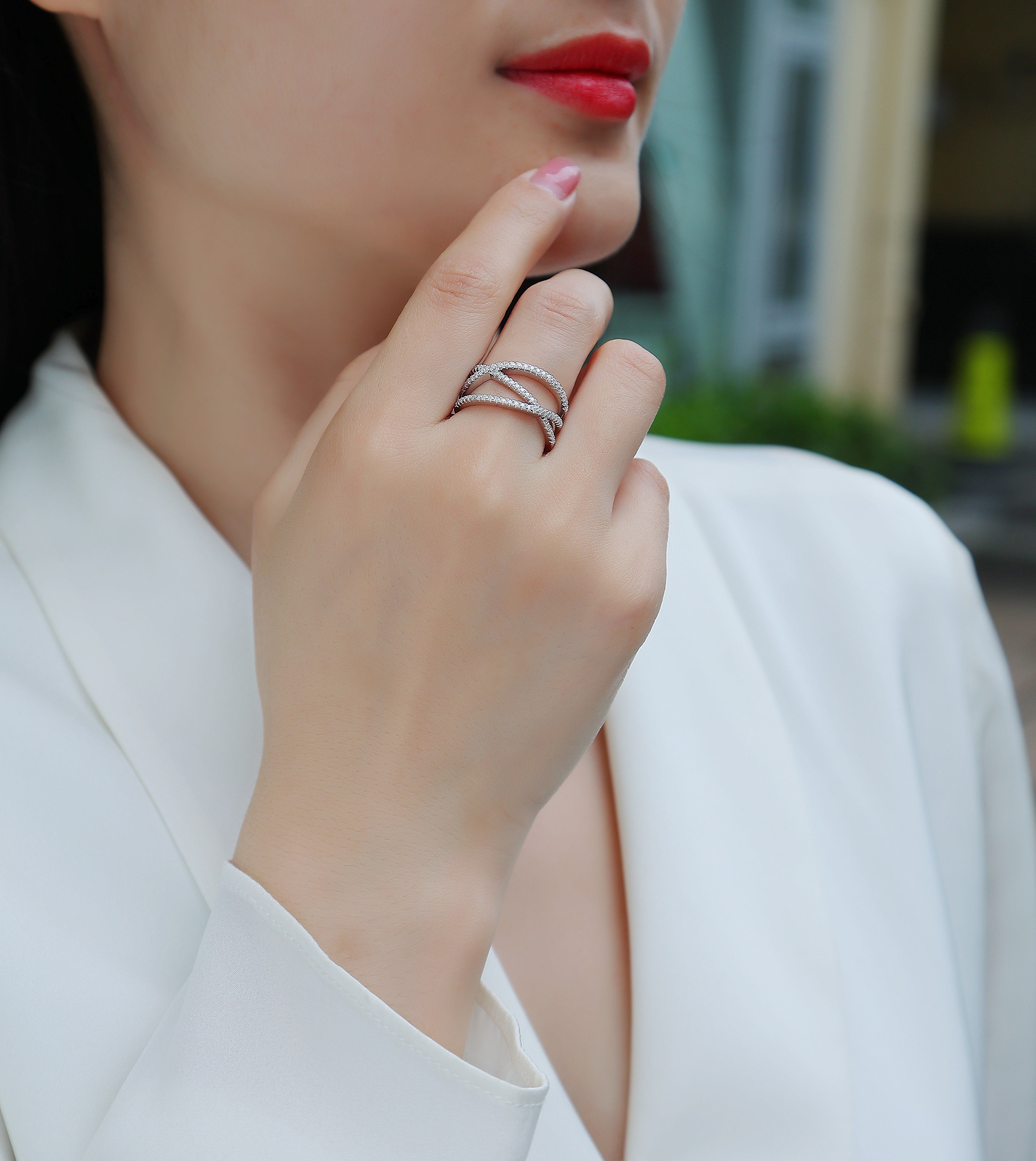 Fate Cross - A Wedding Ring Set With Top-quality Moissanite S925 Silver And Platinum-plated Diamond Can Be Tested With A Diamond Pen