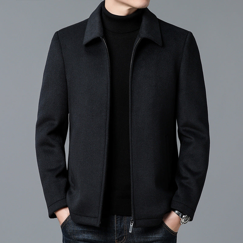 Casual Polo Collar Woolen Jacket