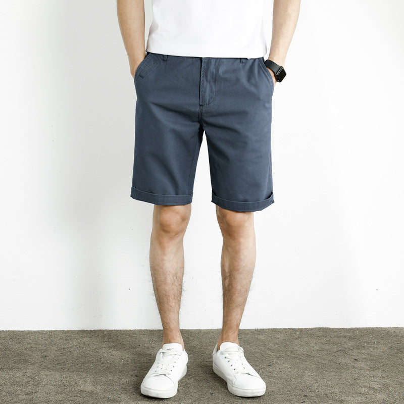 White Shorts Men's Loose-fitting Cotton 5-point Pants