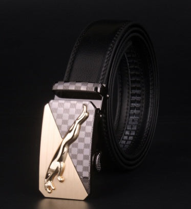 Men's 8 character buckle belt, leather smooth buckle, youth belt, leisure belt, men's Han Banchao