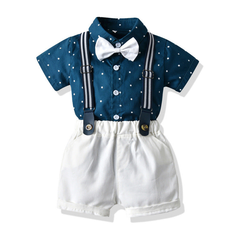 Shirt Suspender Pants Summer Two-piece Set
