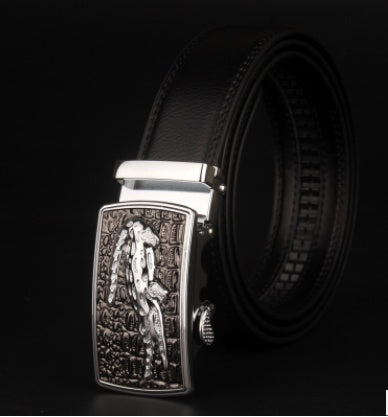 Men's 8 character buckle belt, leather smooth buckle, youth belt, leisure belt, men's Han Banchao