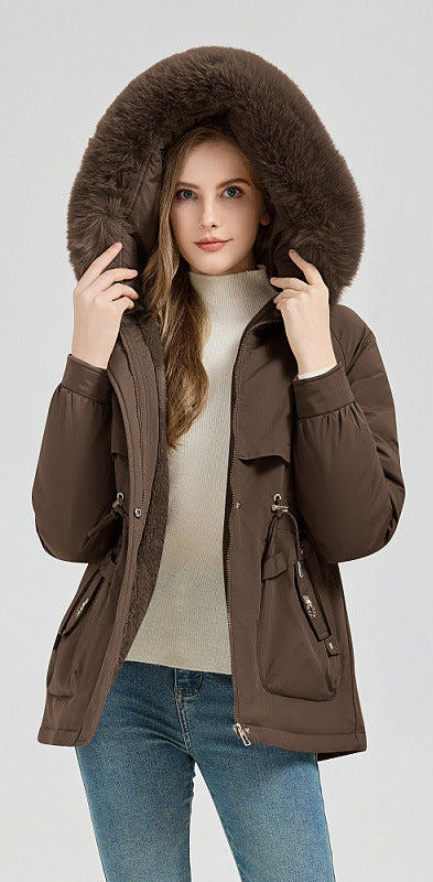 Waist Trimming  Big Fur Collar Coat