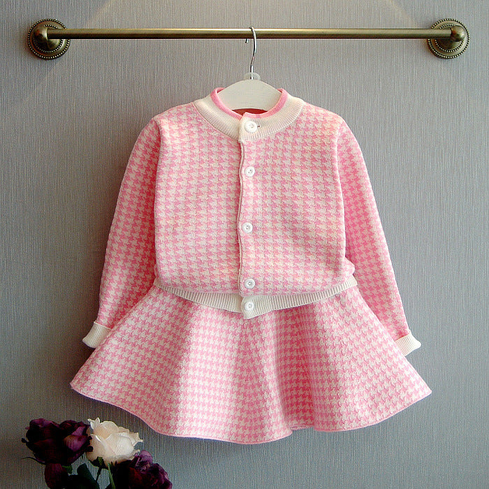 Girl's Sweater Two-piece Classic Style Children's Knit Cardigan 63102