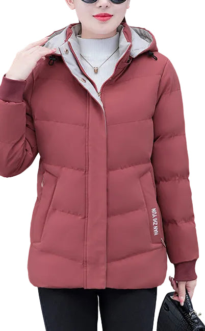 Winter Fleece-lined Thick Middle-aged Mom's Lamb Fleece Hooded Down Cotton Coat For Women