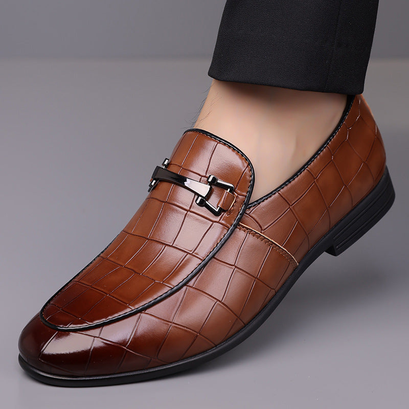 Men's Plaid Rubber Sole Lightweight Leather Shoes