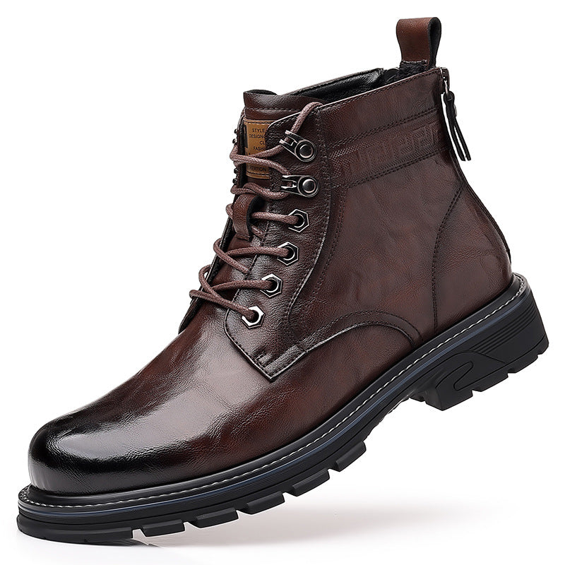 Men Fleece-lined Leather Boots