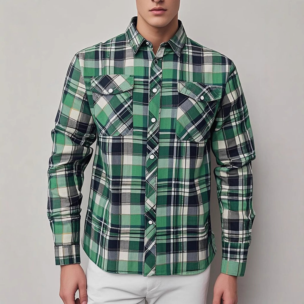 Mens Stylish Long-Sleeve Lapel Shirt