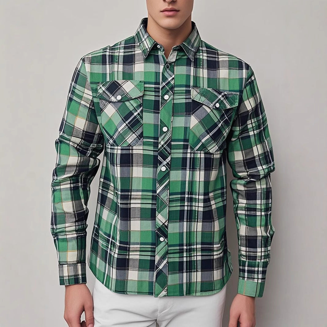 Mens Stylish Long-Sleeve Lapel Shirt