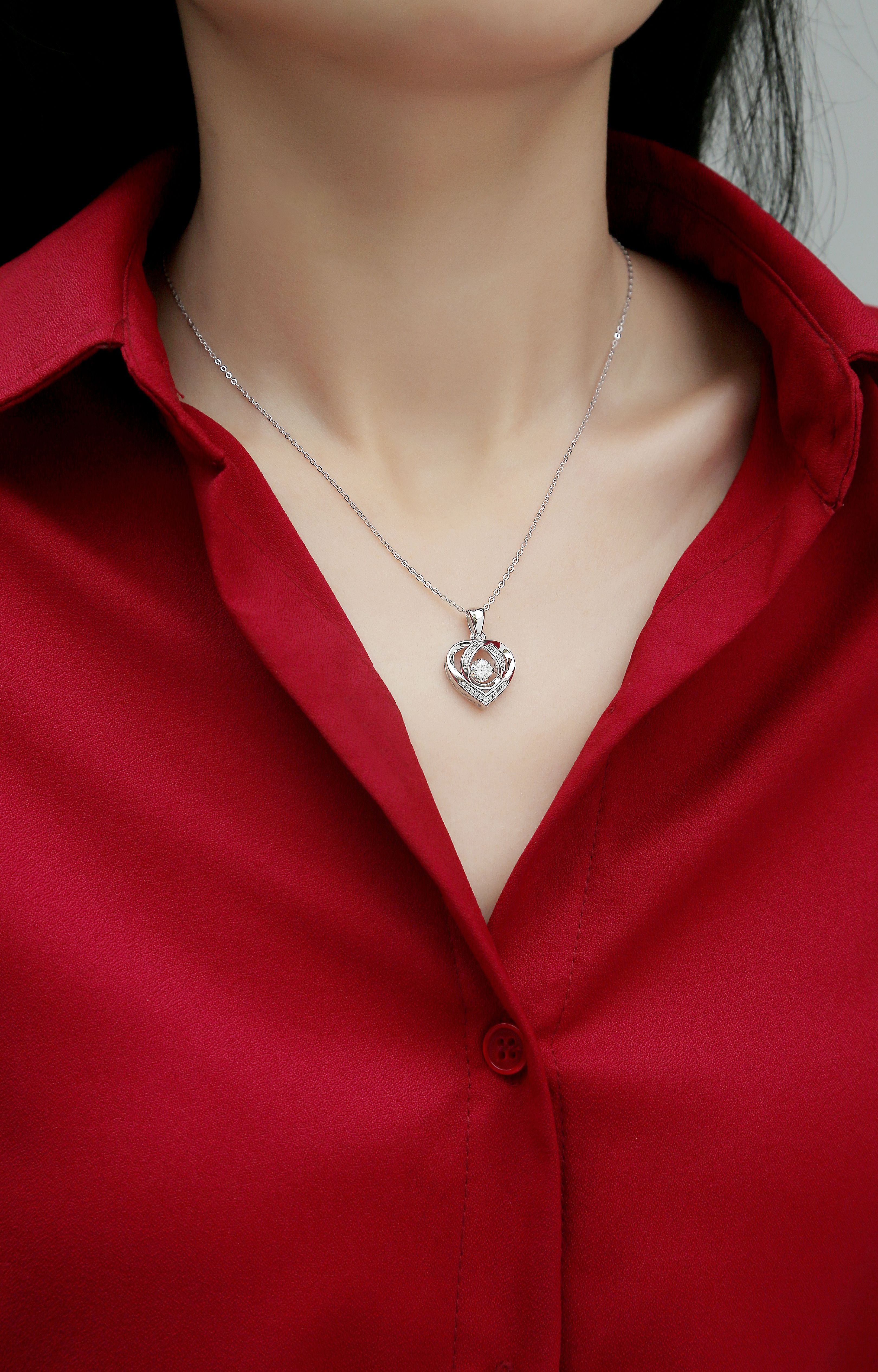 With You In My Heart - A Fashionable And Trendy Necklace Pendant Set With Top-quality Moissanite S925, Silver And Platinum-plated, Can Be Tested With A Diamond Pen