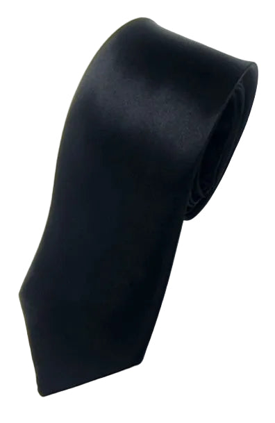 8cm Black Hand-tied Plain Suit Tie