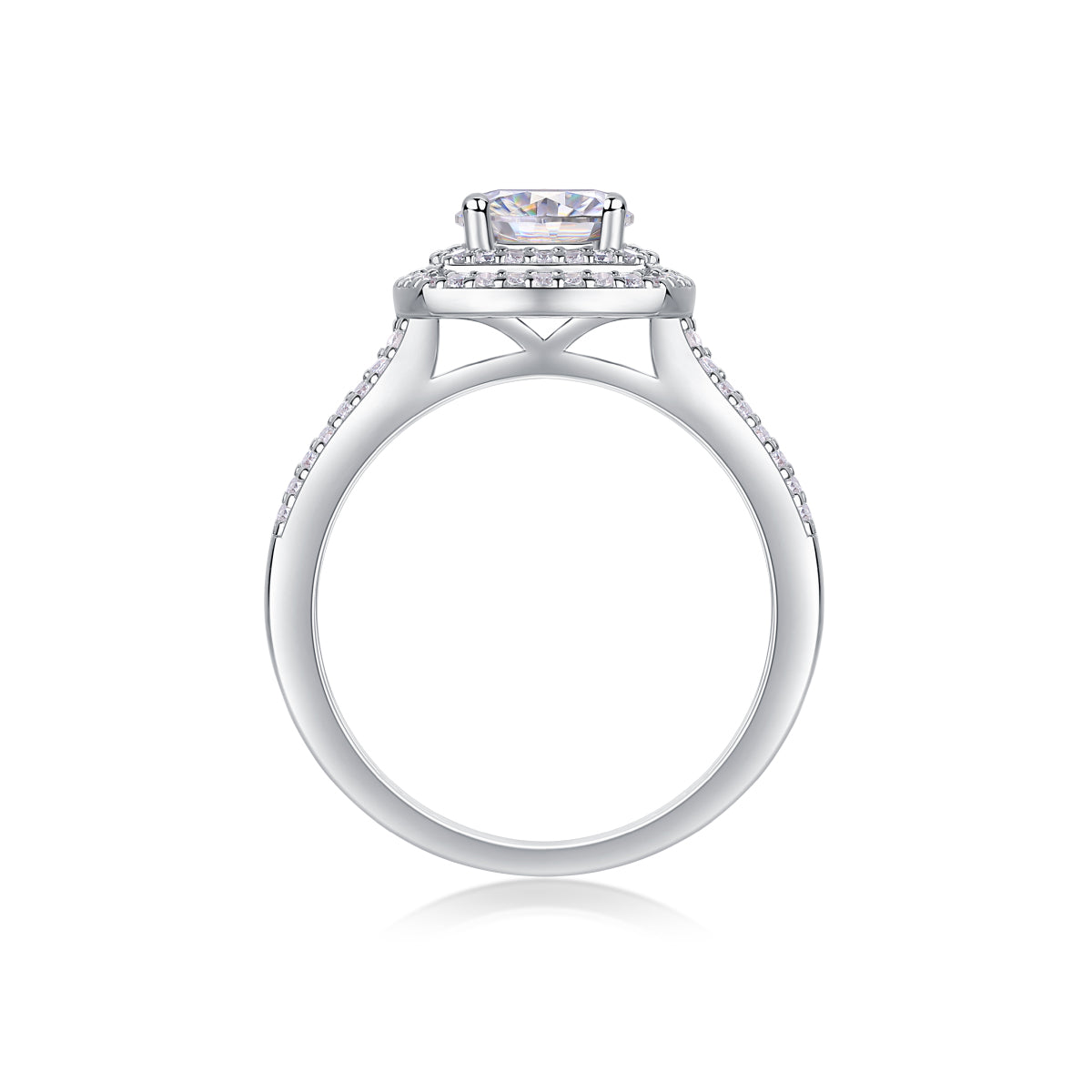 Sweet Holiday - A Wedding Ring Set With 1-carat Top-quality Moissanite S925 Silver And Platinum-plated Diamond. The Ring Can Be Inspected With A Diamond Pen