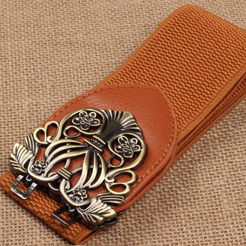 Court Vintage Engraving  All-match Stretch Wide Belt