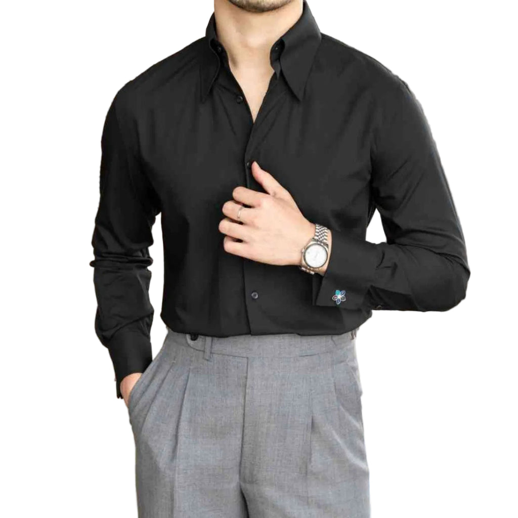 Men’s Wrinkle-Free Slim Fit Shirt – Big Pointed Collar