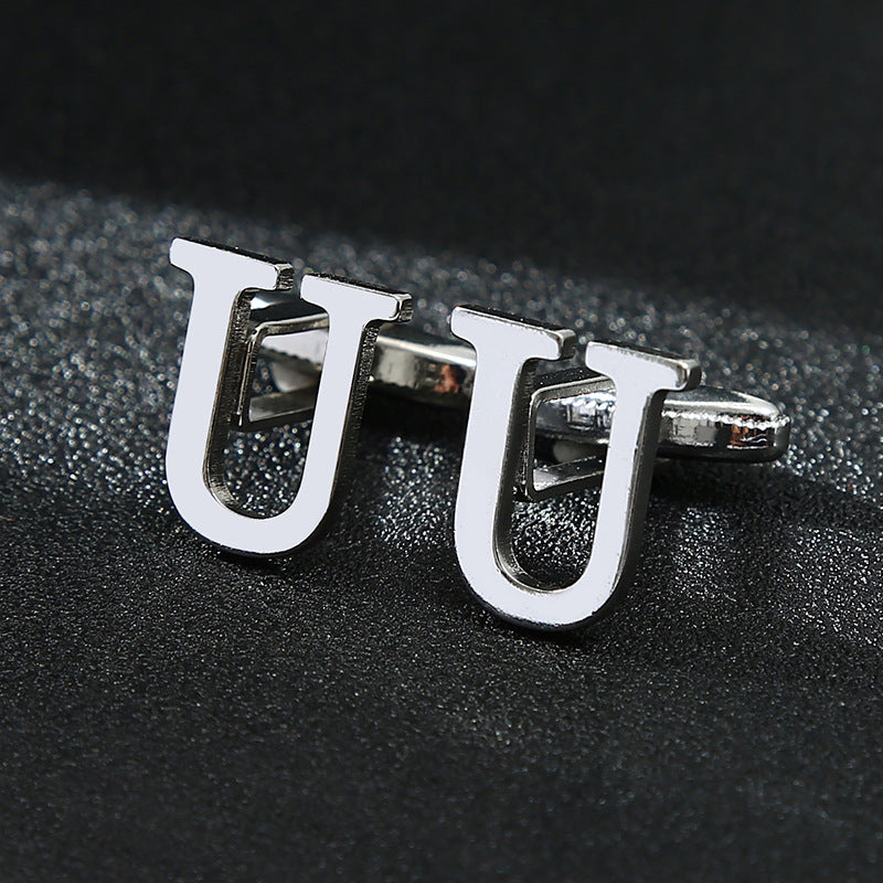 English alphabet cufflinks cuff nails men's French buttons