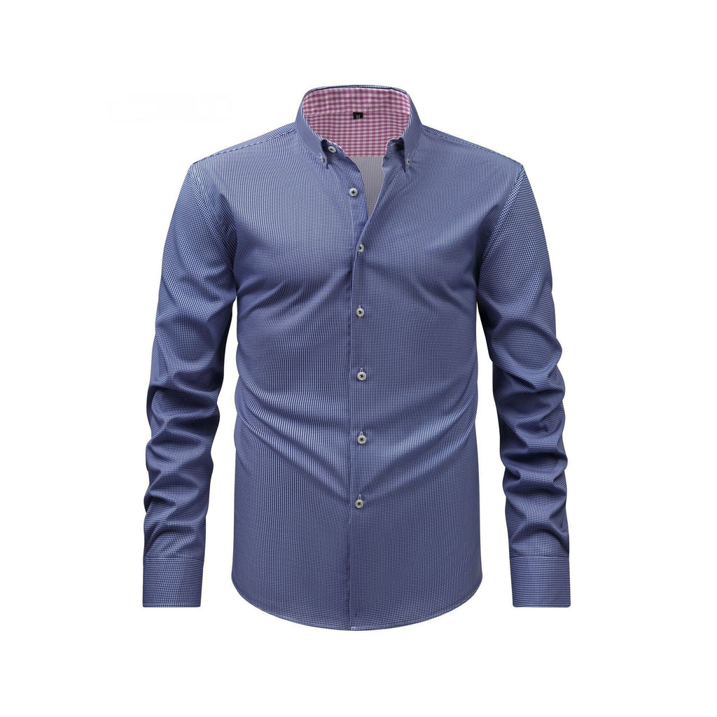 Mens Four-Way Stretch Digital-Print Long-Sleeve Collared Shirt