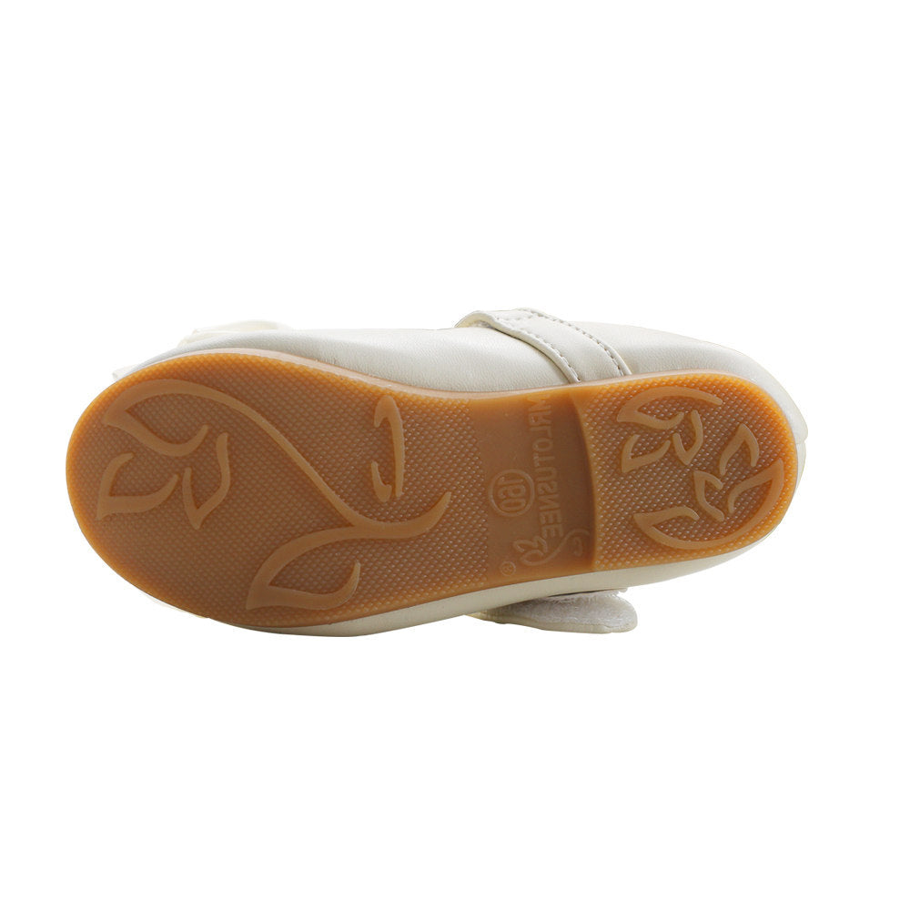 Princess Shoes Girls' Pearl Bow Leather Shoes