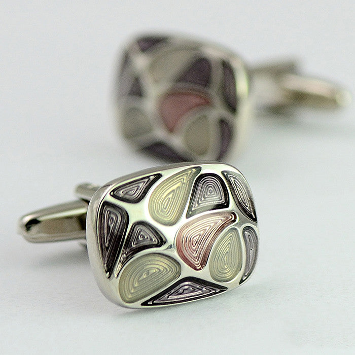 Bohemian Enamel Brass Cufflinks – Diamond Sadaf