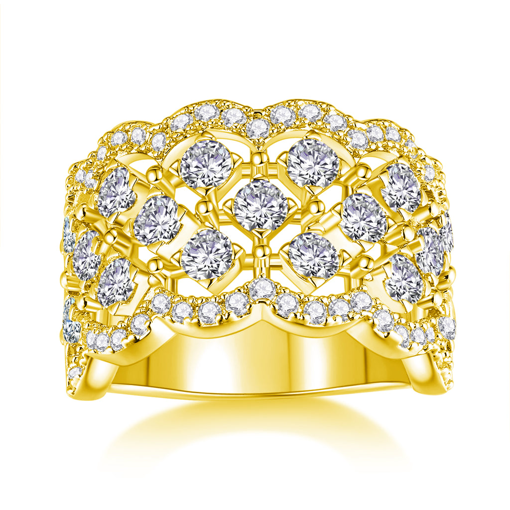 Lace Snowflake - Set With Top-quality Moissanite S925 Silver And Platinum-plated Diamond Wedding Ring. The Ring Can Be Tested With A Diamond Pen In Yellow Gold And Rose Gold