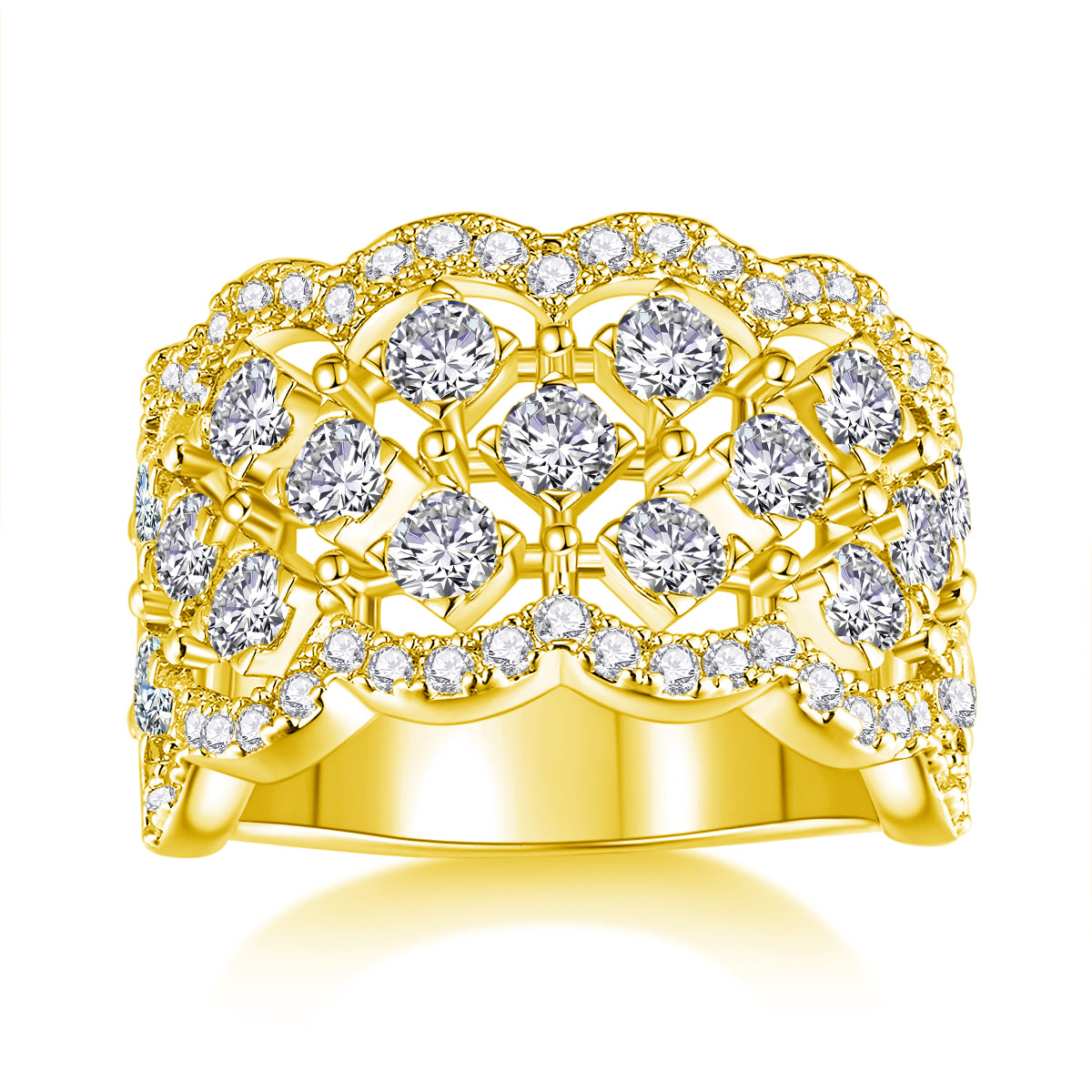 Lace Snowflake - Set With Top-quality Moissanite S925 Silver And Platinum-plated Diamond Wedding Ring. The Ring Can Be Tested With A Diamond Pen In Yellow Gold And Rose Gold