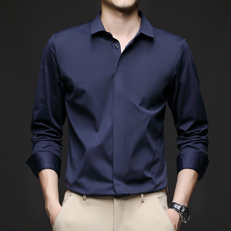 Formal Wear Seamless Ice Silk Shirt Half Sleeve Cardigan