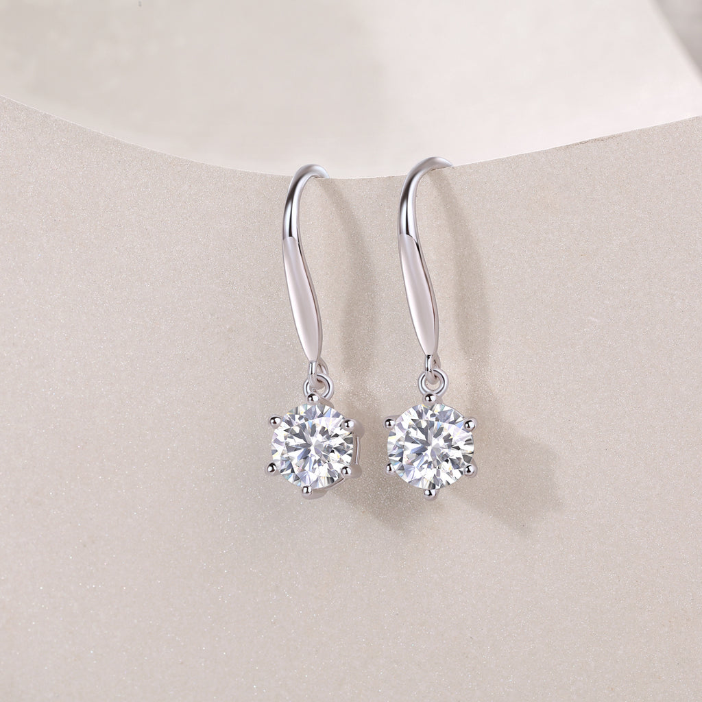 Jumping Wind - Earrings Set With 1-carat Top-quality Moissanite S925 Silver And Platinum-plated Stud Earrings, A Fashionable And Trendy Accessory That Can Be Tested With A Diamond Pen