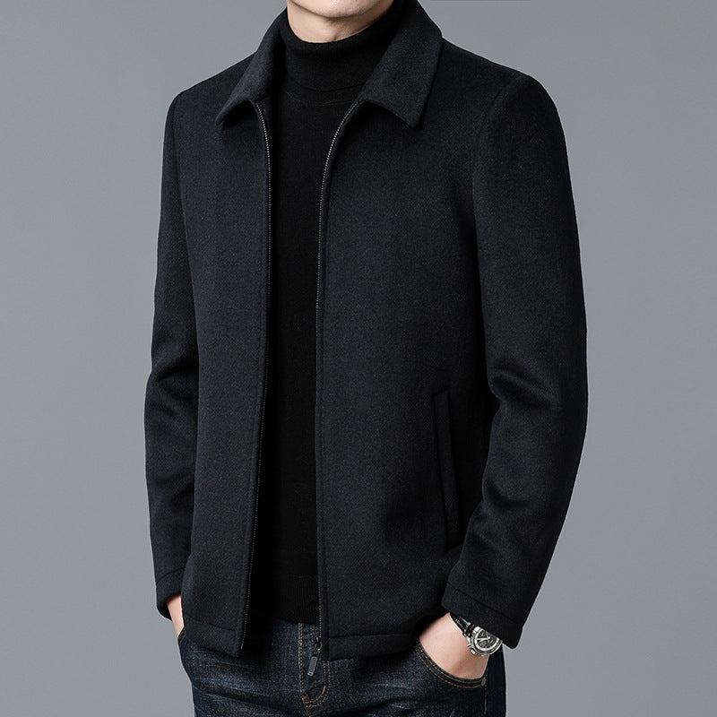 Casual Polo Collar Woolen Jacket