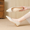Stylish Pointed-toe Chunky-heel Flats