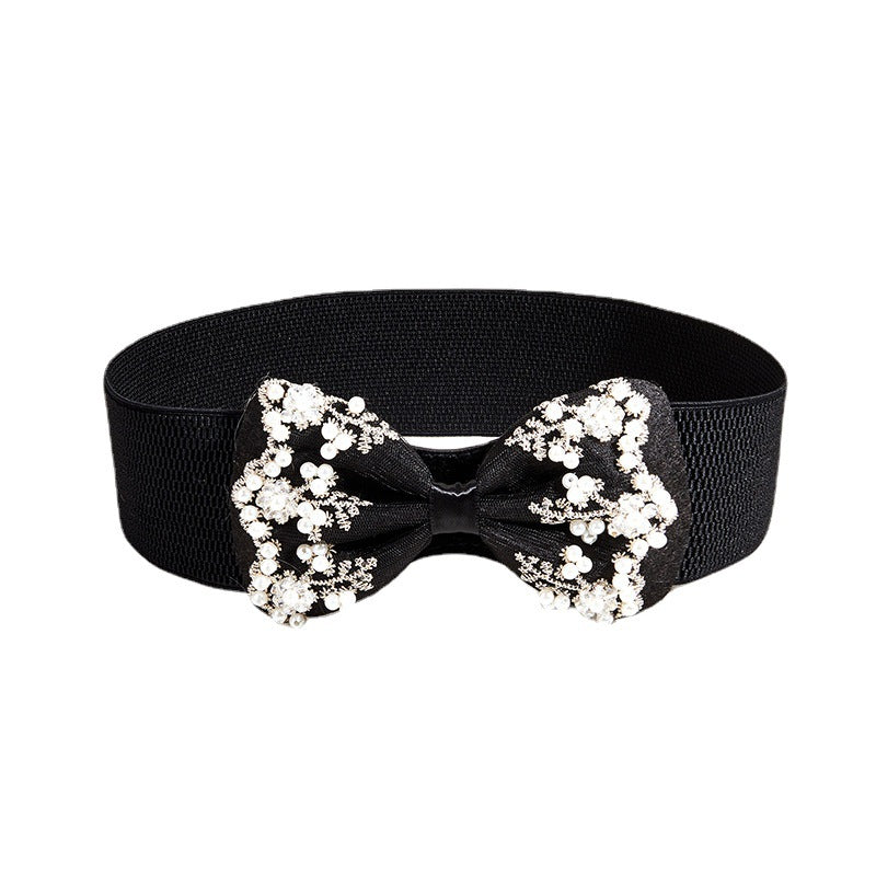 Loose Tight Stretch Seam Beaded Butterfly End Waist Girdle