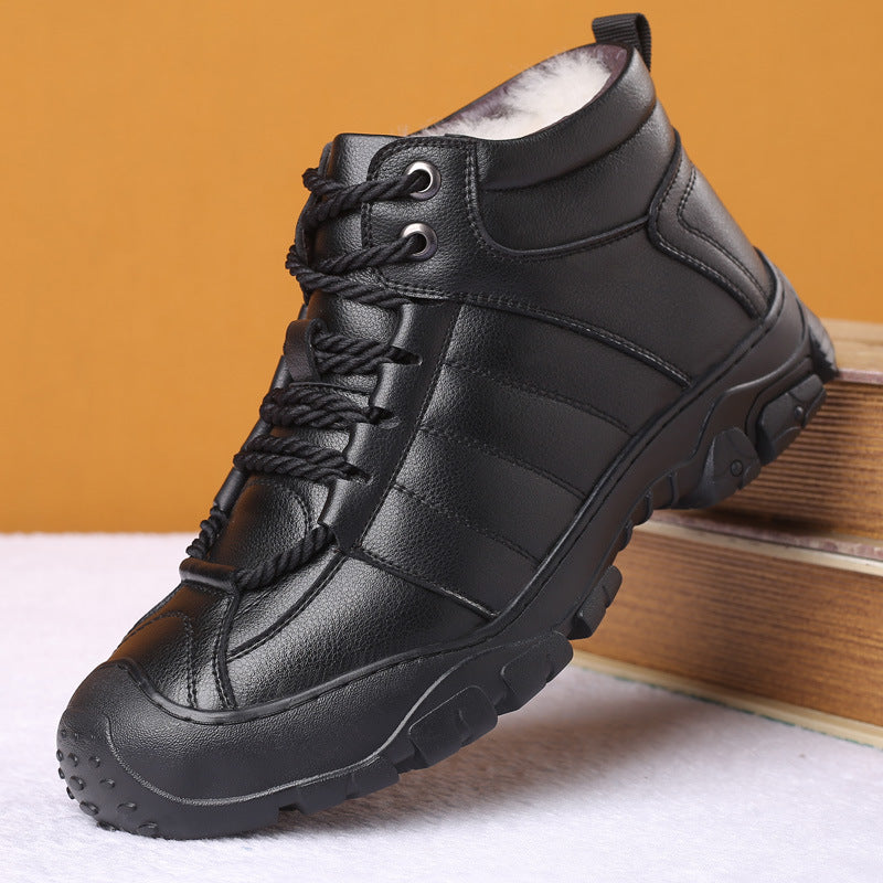 Men's  Mountaineering Plush Leather Shoes