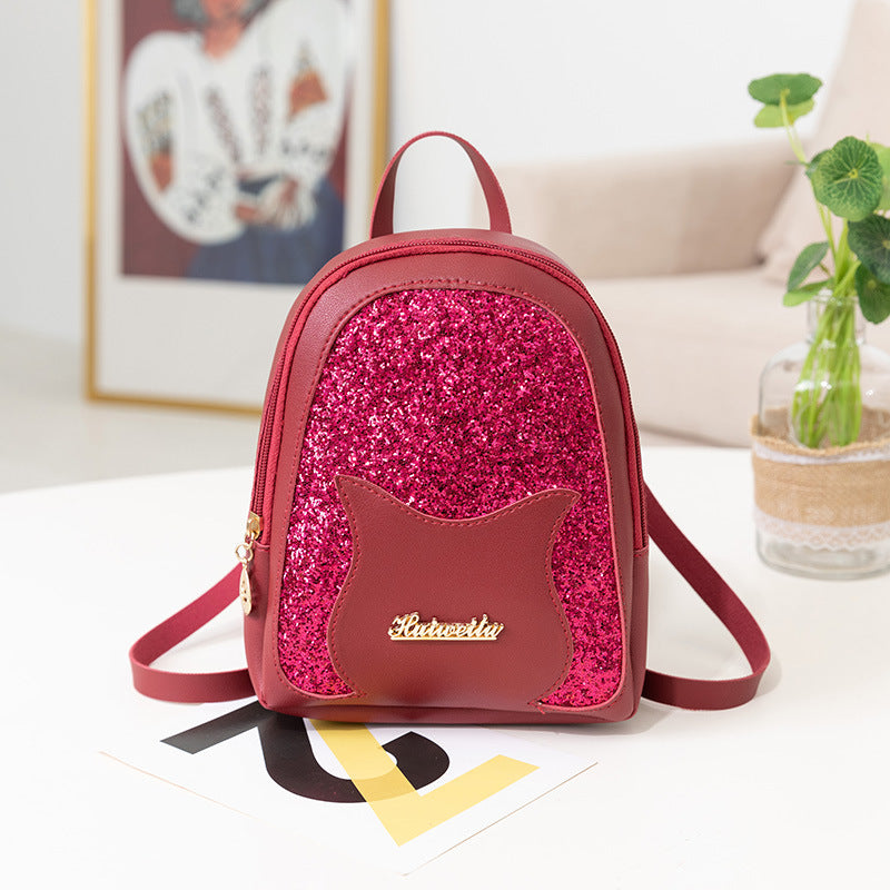 Female Bag Fashion All-Match Sequined Ladies Mini Backpack Mobile Phone Coin Purse