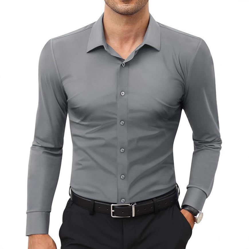Mens Slim-Fit Solid-Color Work Shirt