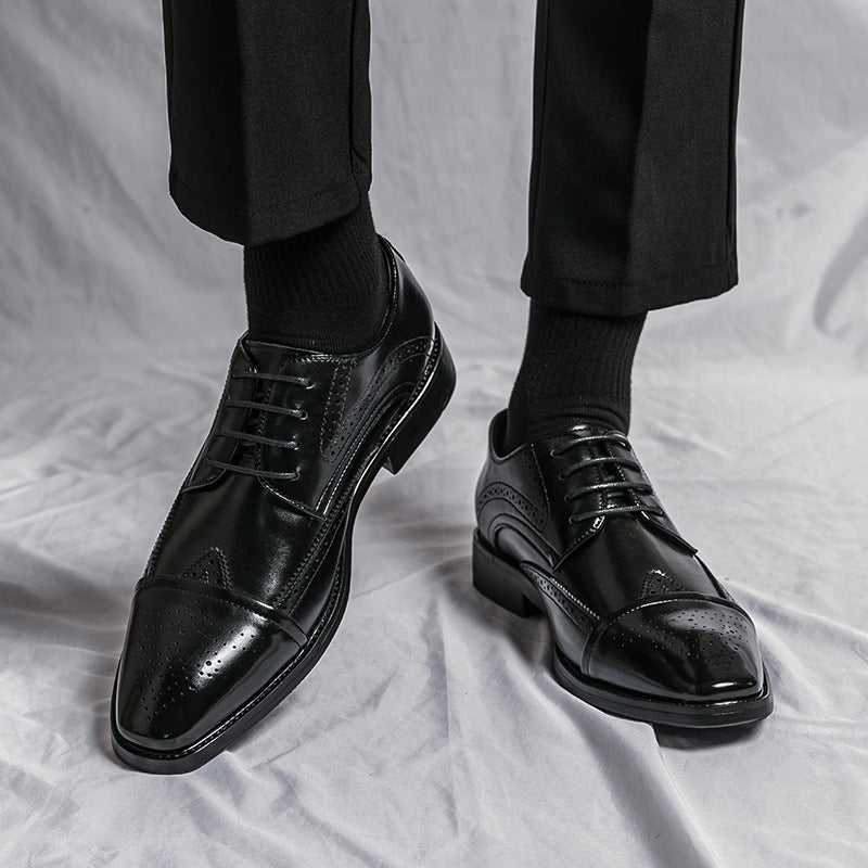 British Style Low-top Leather Shoes Plus Size Lace Up