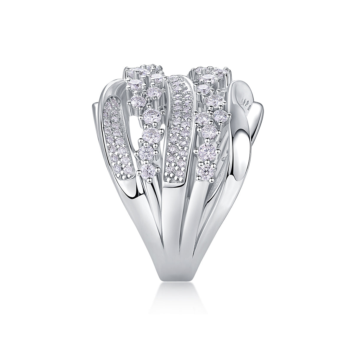 Blossoming All The Way - A Wedding Ring Set With Top-quality Moissanite S925, Silver And Platinum-plated. The Ring Can Be Inspected With A Diamond Pen.