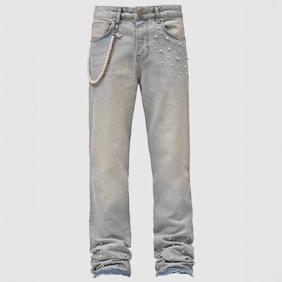 Denim Straight-leg Pants